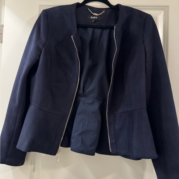 Dkny Jackets & Blazers - DKNY structure Navy Blue Faux Suede Blazer